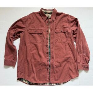 Vintage LL BEAN Flannel Lined Button Canvas Barn Chore Coat Shirt Jacket Size L